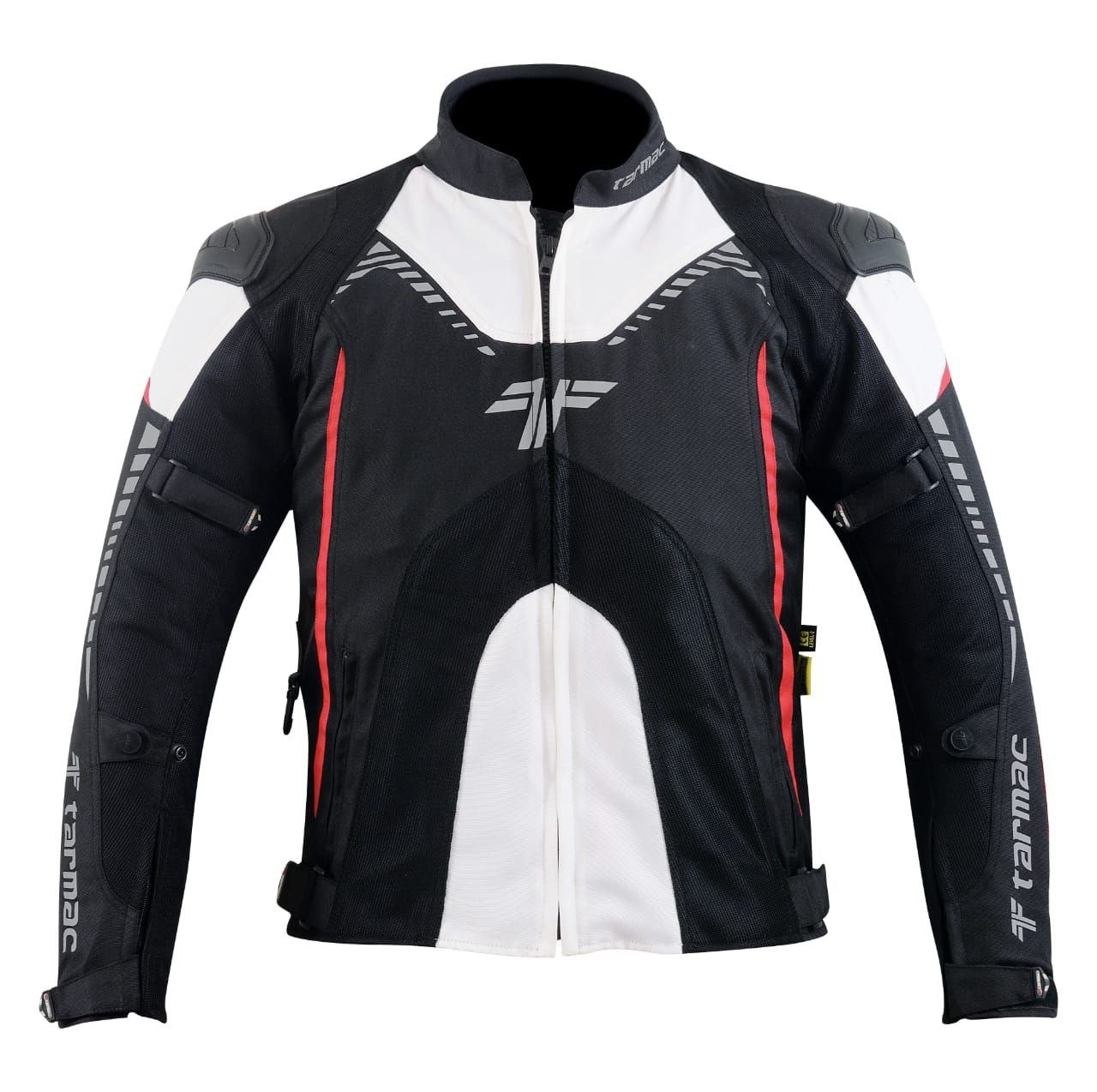 Tarmac Corsa Black/White/Red Level 2 Riding Jacket PU chest protectors ...